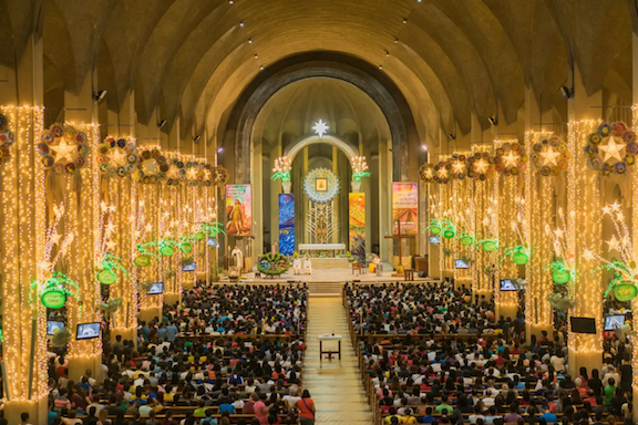 crowd in Christmas mass